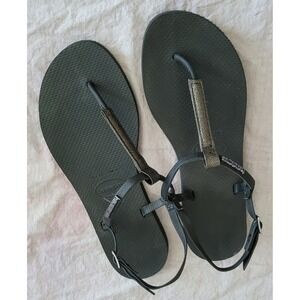 Havaianas Women's Sandal Size 37 Flip Flop Black Rubber Solid